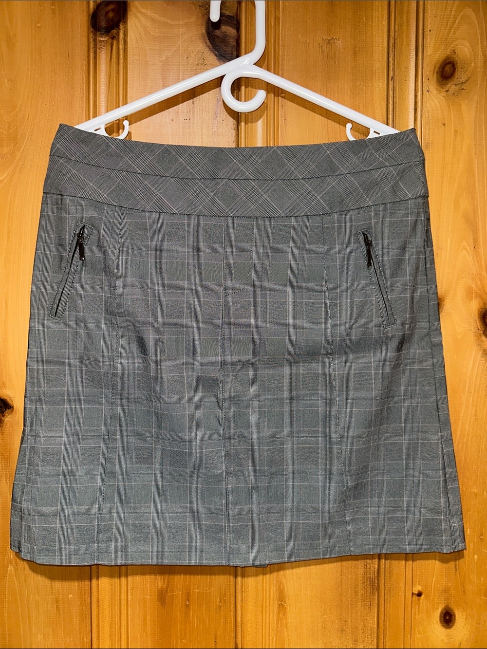 Classic Gray Plaid Mini Skirt with Zip Pockets